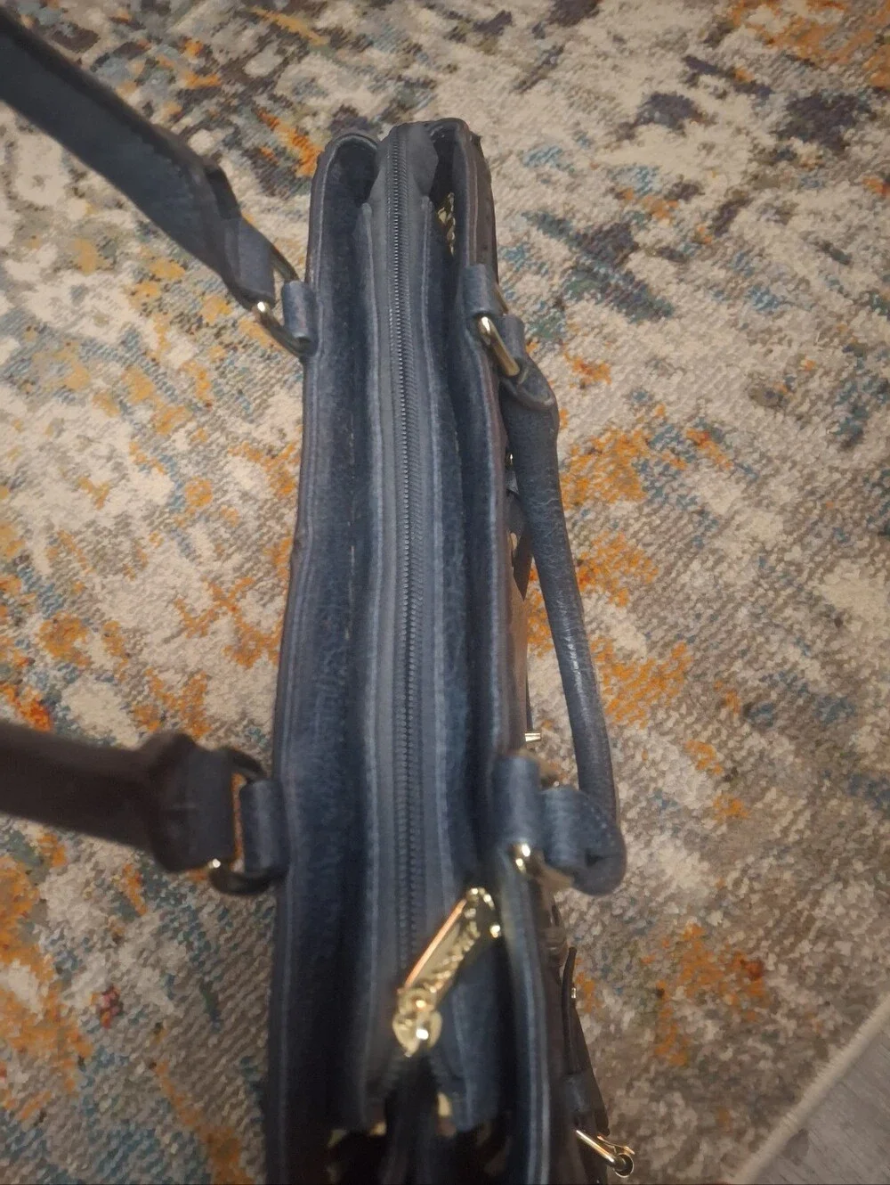 DIOPHY Two-Tone Black and Brown Women's Satchel with Gold Hardware